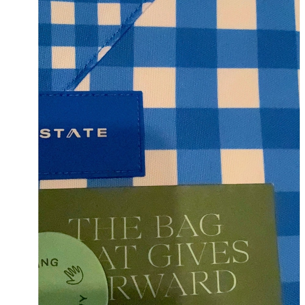 STATE Bags Rodgers Lunchbox Blue Gingham Polycanvas Insulated Bag NWT
